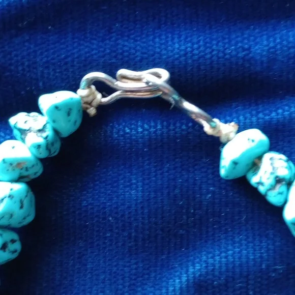 Vintage Turquoise Nugget & Coral Necklace 17.5" Long - Picture 4 of 15